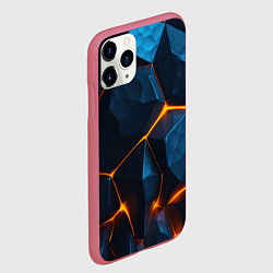 Чехол iPhone 11 Pro матовый Разлом плит с оранжевым свечением, цвет: 3D-малиновый — фото 2