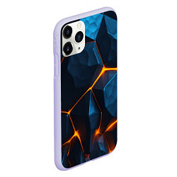 Чехол iPhone 11 Pro матовый Разлом плит с оранжевым свечением, цвет: 3D-светло-сиреневый — фото 2