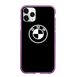 Чехол iPhone 11 Pro матовый BMW белое лого, цвет: 3D-фиолетовый