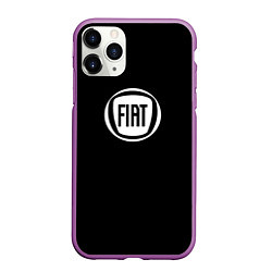 Чехол iPhone 11 Pro матовый FIAT logo white, цвет: 3D-фиолетовый