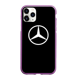 Чехол iPhone 11 Pro матовый Mercedes benz logo white, цвет: 3D-фиолетовый