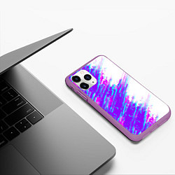 Чехол iPhone 11 Pro матовый Neon glitch, цвет: 3D-фиолетовый — фото 2