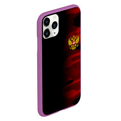 Чехол iPhone 11 Pro матовый Герб РФ камуфляжная тексткура, цвет: 3D-фиолетовый — фото 2