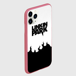 Чехол iPhone 11 Pro матовый Linkin park rock fire, цвет: 3D-малиновый — фото 2