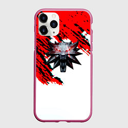 Чехол iPhone 11 Pro матовый Ведьмак лого стиль краски, цвет: 3D-малиновый
