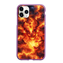 Чехол iPhone 11 Pro матовый Огненный демон, цвет: 3D-фиолетовый