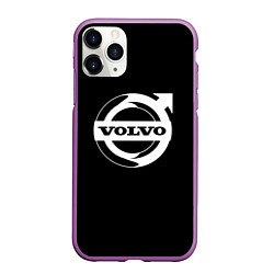 Чехол iPhone 11 Pro матовый Volvo white logo, цвет: 3D-фиолетовый