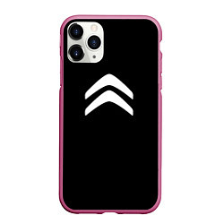 Чехол iPhone 11 Pro матовый Citroen white logo, цвет: 3D-малиновый