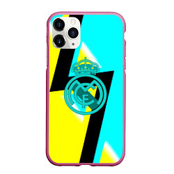 Чехол iPhone 11 Pro матовый Real madrid fc geometry, цвет: 3D-малиновый