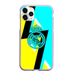 Чехол iPhone 11 Pro матовый Real madrid fc geometry, цвет: 3D-светло-сиреневый