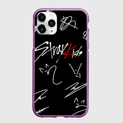 Чехол iPhone 11 Pro матовый Stray kids автографы лого, цвет: 3D-фиолетовый