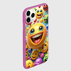 Чехол iPhone 11 Pro матовый Смайлы позитив, цвет: 3D-фиолетовый — фото 2