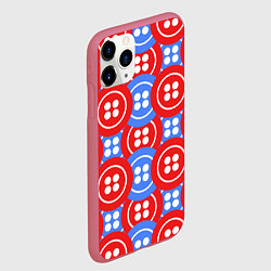 Чехол iPhone 11 Pro матовый Красные и синие пуговицы, цвет: 3D-малиновый — фото 2