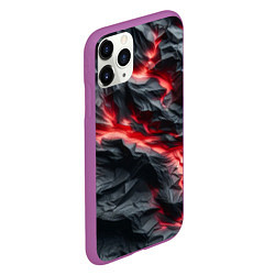 Чехол iPhone 11 Pro матовый Раскаленная лава на горных камнях, цвет: 3D-фиолетовый — фото 2