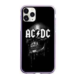 Чехол iPhone 11 Pro матовый AC DC - большой череп с подтеками, цвет: 3D-светло-сиреневый