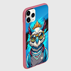 Чехол iPhone 11 Pro матовый Стильная сова в одежде, цвет: 3D-малиновый — фото 2