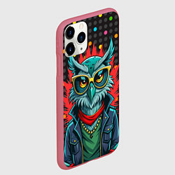 Чехол iPhone 11 Pro матовый Сова в одежде на стиле, цвет: 3D-малиновый — фото 2