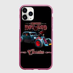 Чехол iPhone 11 Pro матовый Кастомный хотрод, цвет: 3D-малиновый