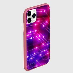 Чехол iPhone 11 Pro матовый Неоновый фон печатной платы, цвет: 3D-малиновый — фото 2