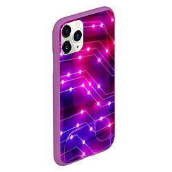 Чехол iPhone 11 Pro матовый Неоновый фон печатной платы, цвет: 3D-фиолетовый — фото 2