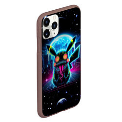 Чехол iPhone 11 Pro матовый Пикачу в космосе - ужас, цвет: 3D-коричневый — фото 2