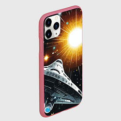 Чехол iPhone 11 Pro матовый Космолёт в неоновом космосе - нейросеть, цвет: 3D-малиновый — фото 2