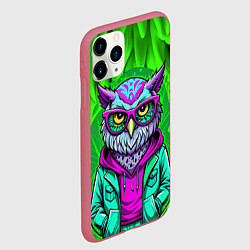 Чехол iPhone 11 Pro матовый Сова модница на стиле, цвет: 3D-малиновый — фото 2