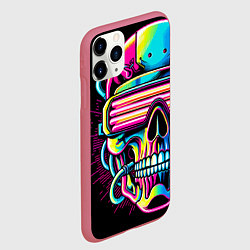 Чехол iPhone 11 Pro матовый Cyber skull - ai art neon, цвет: 3D-малиновый — фото 2