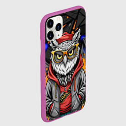 Чехол iPhone 11 Pro матовый Модная сова и оранжевые вставки, цвет: 3D-фиолетовый — фото 2