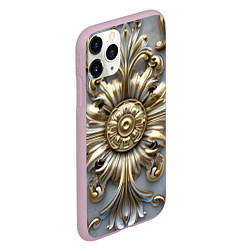 Чехол iPhone 11 Pro матовый Классические узоры бело-золотые узоры, цвет: 3D-розовый — фото 2