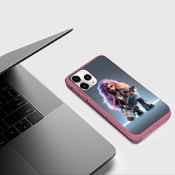 Чехол iPhone 11 Pro матовый Барби с гитарой - нейросеть, цвет: 3D-малиновый — фото 2
