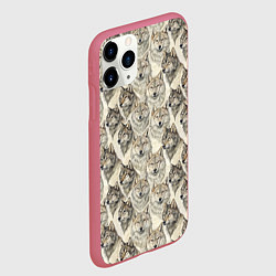 Чехол iPhone 11 Pro матовый Паттерн лесного волка, цвет: 3D-малиновый — фото 2