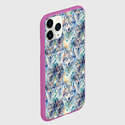 Чехол iPhone 11 Pro матовый Паттерн из волков, цвет: 3D-фиолетовый — фото 2