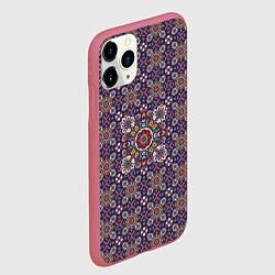 Чехол iPhone 11 Pro матовый Изящный славянский узор-паттерн с цветами, цвет: 3D-малиновый — фото 2