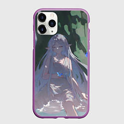 Чехол iPhone 11 Pro матовый Фрирен под деревом, цвет: 3D-фиолетовый