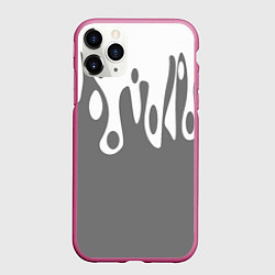 Чехол iPhone 11 Pro матовый Потеки белой краски на сером фоне, цвет: 3D-малиновый