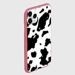 Чехол iPhone 11 Pro матовый Черно белый коровий узор, цвет: 3D-малиновый — фото 2