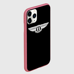 Чехол iPhone 11 Pro матовый Bentley logo, цвет: 3D-малиновый — фото 2