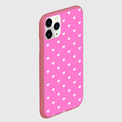 Чехол iPhone 11 Pro матовый Розовый в маленькие белые сердечки, цвет: 3D-малиновый — фото 2
