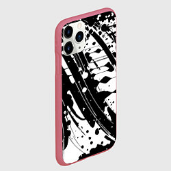 Чехол iPhone 11 Pro матовый Чёрно белая абстракция - кляксы, цвет: 3D-малиновый — фото 2