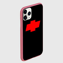 Чехол iPhone 11 Pro матовый Chevrolet red logo, цвет: 3D-малиновый — фото 2