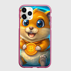 Чехол iPhone 11 Pro матовый Хомячок с криптой, цвет: 3D-малиновый
