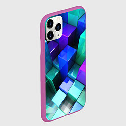 Чехол iPhone 11 Pro матовый Неоновые кубы текстура, цвет: 3D-фиолетовый — фото 2