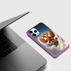 Чехол iPhone 11 Pro матовый Герб России в облаках, цвет: 3D-фиолетовый — фото 2
