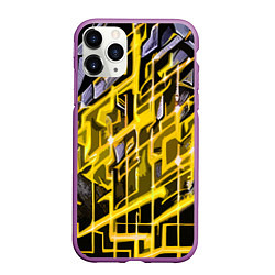 Чехол iPhone 11 Pro матовый Yellow and white abstraction, цвет: 3D-фиолетовый