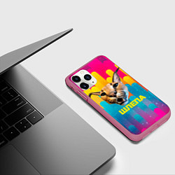 Чехол iPhone 11 Pro матовый Голова Шлепы, цвет: 3D-малиновый — фото 2