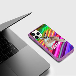 Чехол iPhone 11 Pro матовый Мем кот Шлепа, цвет: 3D-фиолетовый — фото 2