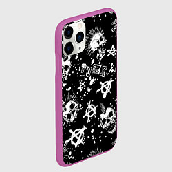 Чехол iPhone 11 Pro матовый Панк черепа - анархия, цвет: 3D-фиолетовый — фото 2