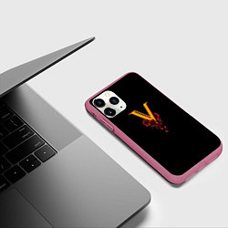 Чехол iPhone 11 Pro матовый Valentinos logo Cyberpunk, цвет: 3D-малиновый — фото 2