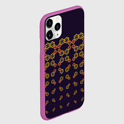 Чехол iPhone 11 Pro матовый Цветочный орнамент на синем, цвет: 3D-фиолетовый — фото 2